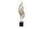 Large gold Ribbon Table Décor with a dramatic twisted metal design and bold black base – perfect as a statement accent.