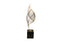Medium gold Ribbon Table Décor with black base – modern and flowing in design, ideal for shelf or table styling.