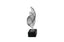 Small silver Ribbon Table Décor with a black square base, featuring a sleek, twisted design – perfect for compact modern spaces.