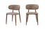 Tan vegan leather dining chair with walnut legs offering warm contemporary comfort and style