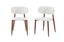 White vegan leather dining chair with walnut legs creating bright clean modern dining look