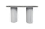 CLEARANCE Ripple Fluted Console Table - White Base / Black Marble