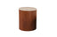 Walnut fluted side table with travertine top adding stylish functional accent to living spaces