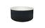 Ripple round black coffee table with ribbed base and white marble top