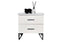 rowan bedside table white finish marble glass top black handles front view