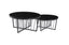 Serena coffee table in black frame with bold black glass top, stylish modern design.