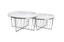 Serena coffee table in silver polished frame with white marble sintered stone top, luxurious accent.