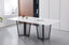 Serena Dining Table with matte black frame and elegant white marble stone top.