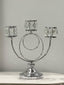 Sleek silver candle holder with crystal cups for refined décor.
