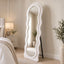 Cloud Wavy White Velvet Free Standing Mirror