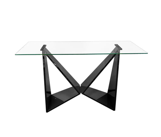 Lenox Console Table - Black / Glass Top