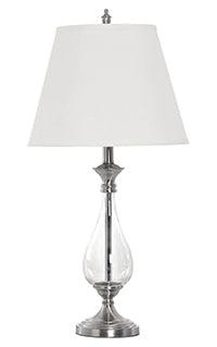Silver Stem Glass Lamp Home Decor