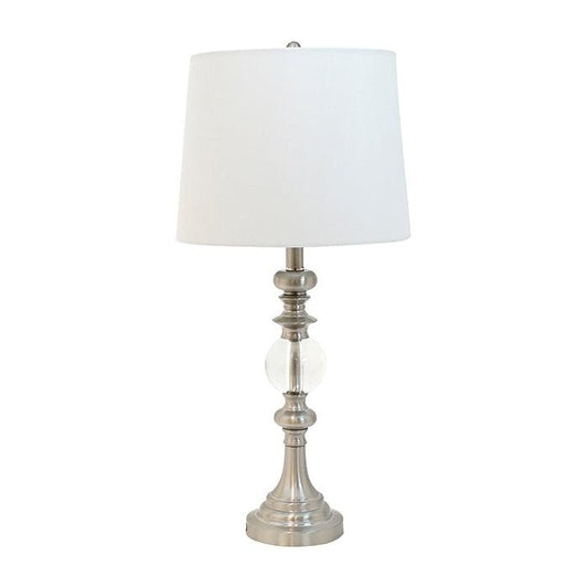 Silver & Crystal Glass Lamp Home Decor