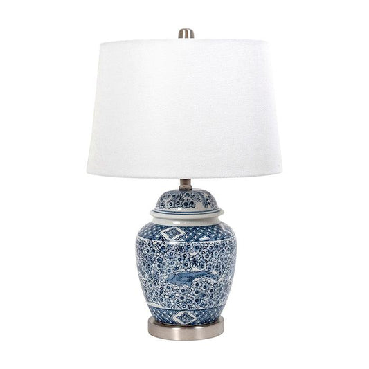 Hamptons Blue White Silver Lamp Home Decor - Elegant Collections 